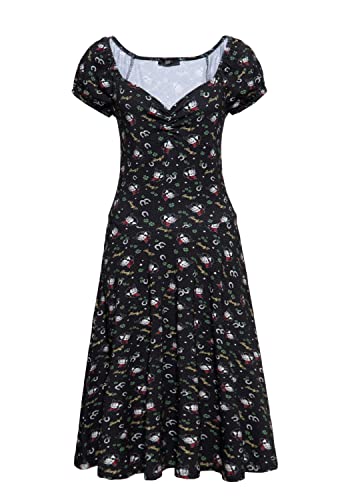 Queen Kerosin Damen Swing Kleid | Kurzarm Kleid | Sommerkleid | All-Over-Print | Swing Dress | Vintage Kleid | Rockabella | Cowgirl | Howdy | Kitty Howdy