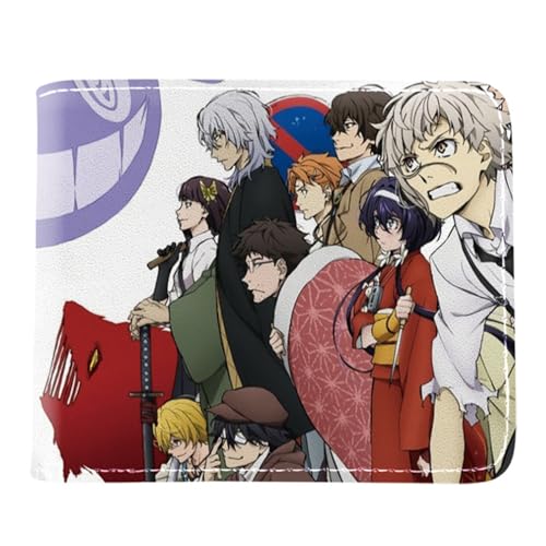 RYNDEX Bun-go STR-ay Dogs Anime Geldbeutel, Schmale Bi-Fold Kleines Portemonnaie, PU-Leder Wallet Geldbörsen mit Münzfach, für Teenager und Junge Mädchen(Color:Multicolor 7)