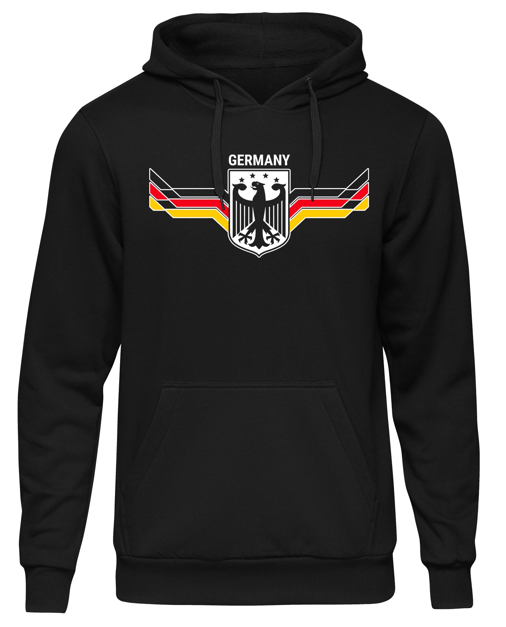 UGLYSHIRT Deutschland Herren Kapuzenpullover | Deutschland Pullover Deutschland Trikot Fanartikel Fussball EM WM Deutschland Flagge Germany Hoodie | M6 Schwarz (4XL)