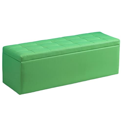 BFVAKBKYT Fußbank Truhen Aufbewahrungsbox, Aufbewahrungsbox, zusammenklappbare Aufbewahrungsbank, Würfel, hält bis zu 400 kg, Kunstleder, lange Truhe(Green,120X40X40cm)