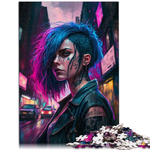 Puzzle | Puzzles Rock Emo Girl 1000 Teile Puzzle Holzpuzzle Puzzle Kunstwerk Familienspiel Stressabbau Schwieriges Herausforderungspuzzle （50x75cm）