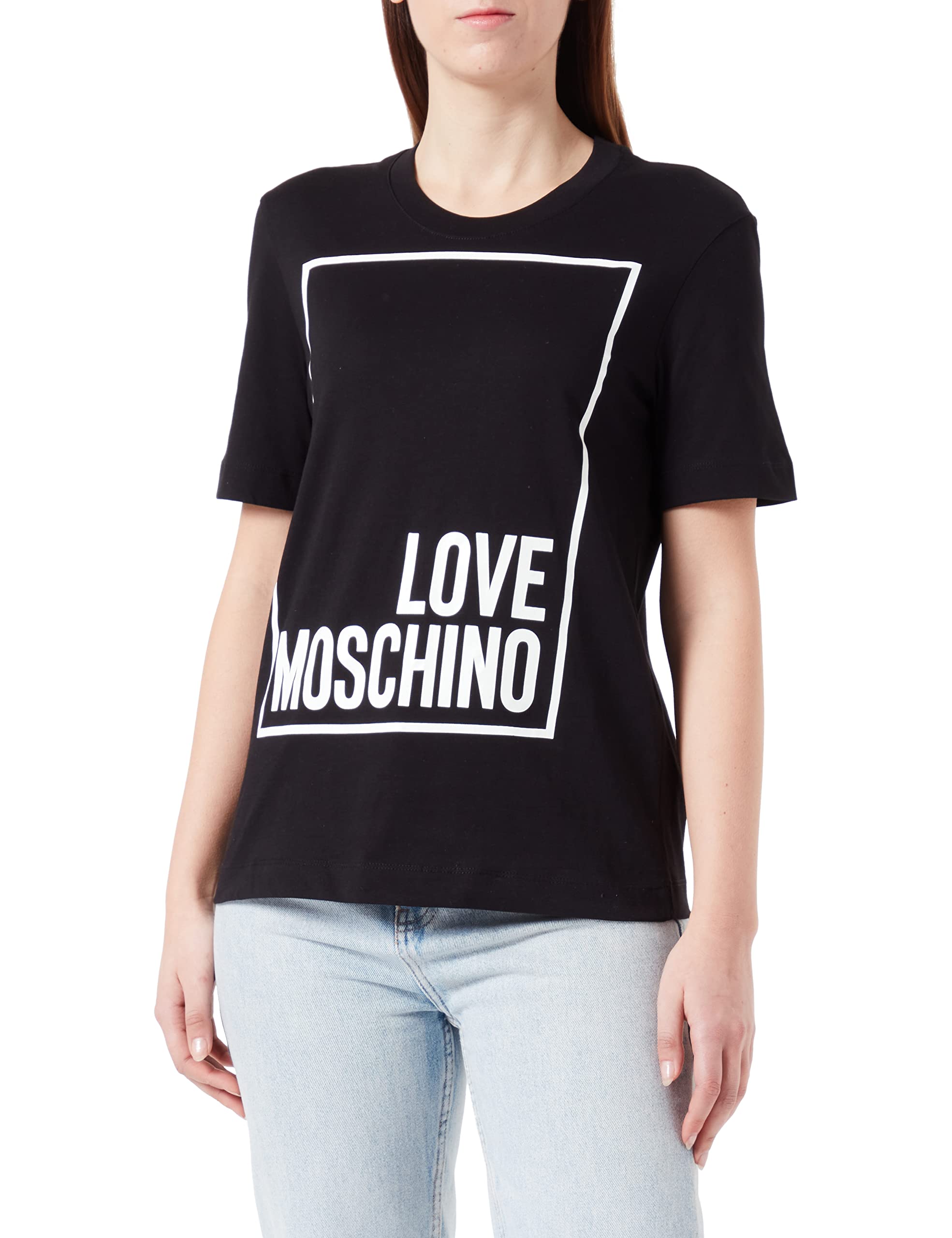 Love Moschino Damen Regular Fit Short-sleeved T-shirt T Shirt, Schwarz, 48 EU