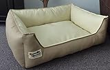 Hundebett Hundesofa Schlafplatz Kunstleder Similpelle Farbe und Größe wählbar von XS bis XXL (50 cm X 40 cm, beige Champagner)