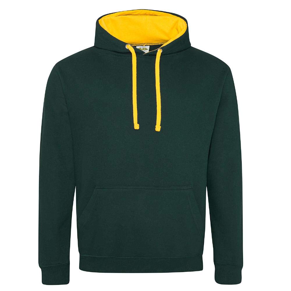 Just Hoods Damen Varsity Hoodie Hoodie, Waldgrün/Gold, M