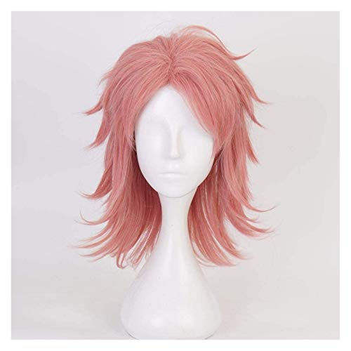 LINLINCD-Anime Coser Wig Anime Cosplay Wig Demon Slayer Sabito Anime Messe Halloween Party Karneval Perücke Männer und Frauen Wig Anime Fans Geschenk (Pink Langhaar) Voland