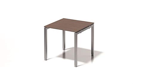 Bisley Cito Schreibtisch, 650-850 mm höheneinstellbares U, H 19 x B 800 x T 800 mm, Dekor nußbaum, Gestell Silber, Metall Wn355, 80 x 80 x 85 cm