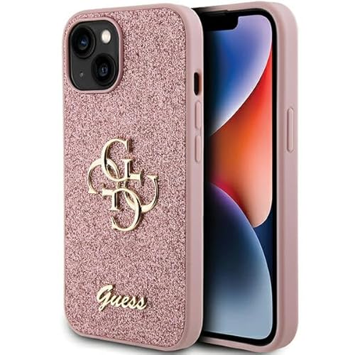 Guess GUHCP15MHG4SGP Hülle für iPhone 15 Plus 6.7" Rosa hardcase Glitter Script Big 4G