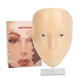 Make-up-Anfänger-Übungsmodell-Maske, Make-up-Übungsgesicht, wiederverwendbar, realistisch, 5D-Vollgesichts-Silikon-Make-up-Schaufensterpuppe mit Ständer (Yellow Skin)