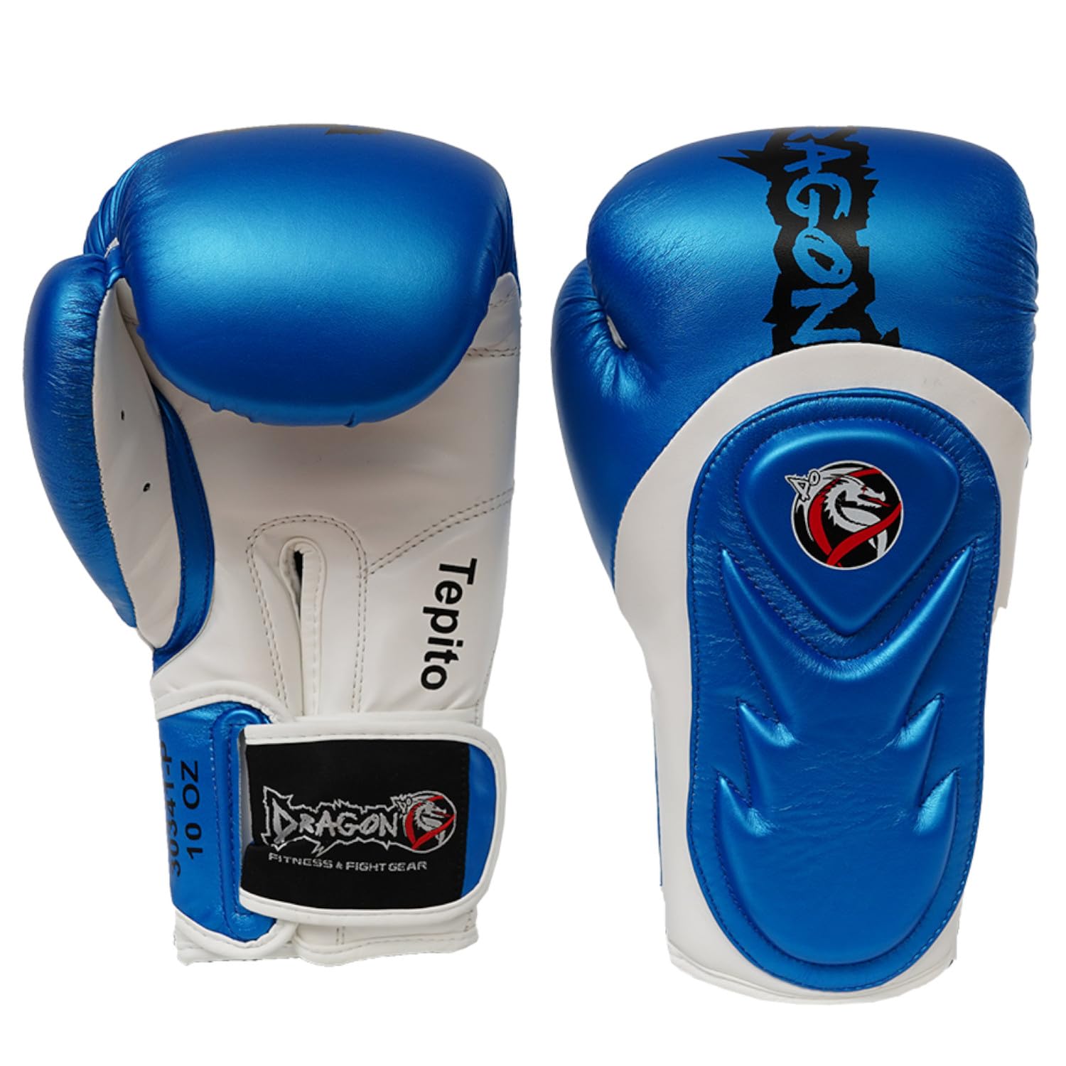 DRAGON DO Tepito Boxhandschuhe männer Herren Boxhandschuhe Kickboxen Muay Thai Boxing Gloves Kampfsport Handschuhe Combat Gloves Boxing Training Schwarz Adult10 12 14 Oz (Blau-Weiß, 12 Oz)