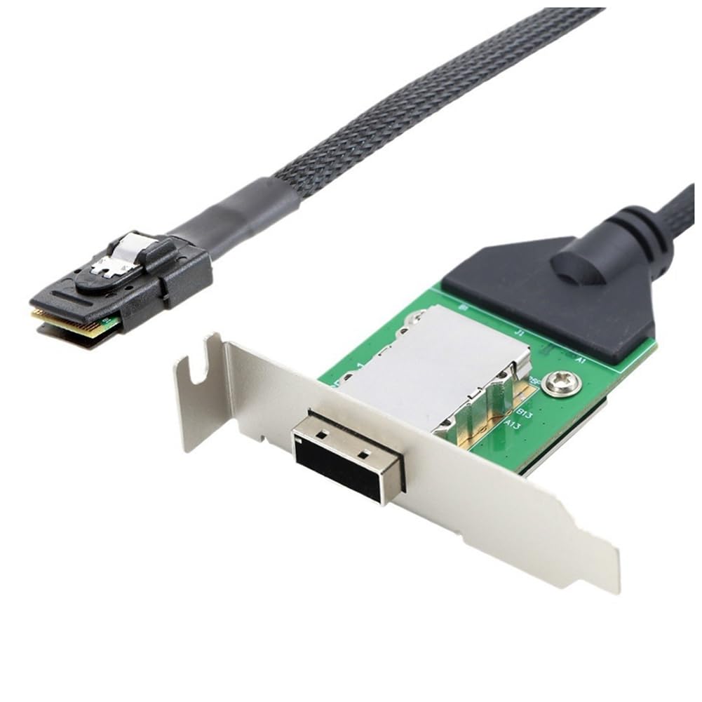 Kiudduy Interner HD Mini SAS SFF-8087-Host auf SAS HD SFF-8088-Buchse mit Niedriger Halterung, Anschluss An Festplatten-Adapterkabel, Langlebig, Einfache Installation, 1 M