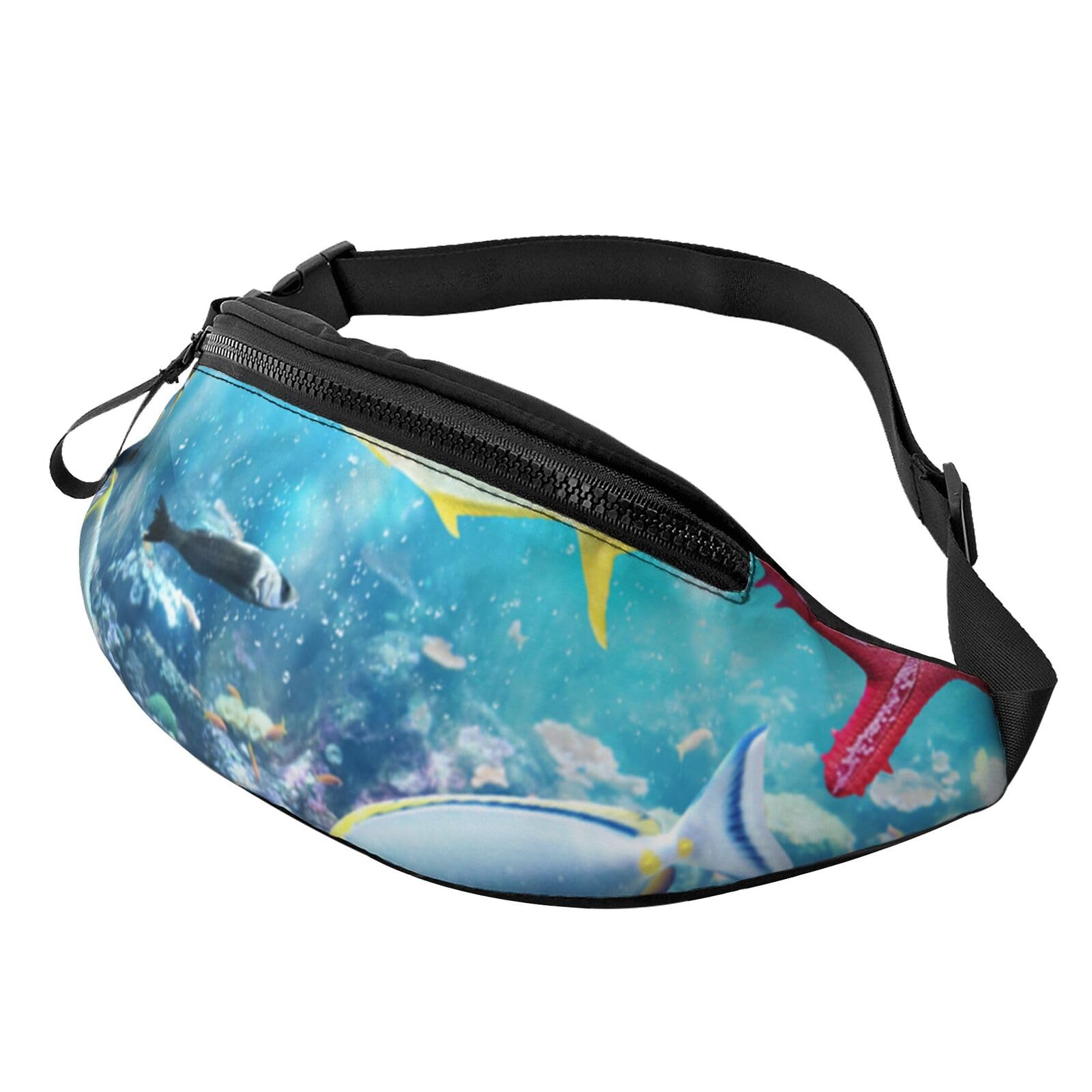 HSJFS Basketball-bedruckte Sport-Umhängetasche, lässige Brusttasche, Bunte 3D-Naturlandschaft des Meeres, unter Wasser tropischer Fische, Einheitsgröße