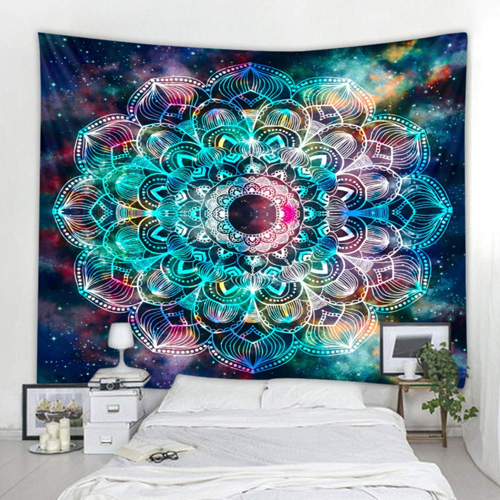 Nicole Knupfer Wandteppich Mandala Tuch Wandtuch Indisch Bohemien Hippie Wandteppich Wandteppich Wandbehang Tapisserie Werfen Strandtuch Picknick Matte (O,200cmx180cm)