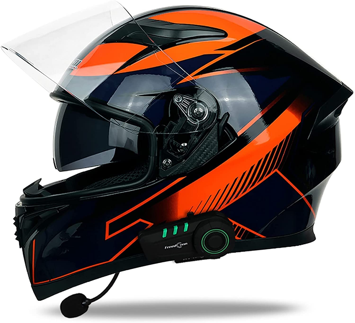 Integralhelm Helm Motorradhelm Mit Bluetooth-Headset und Klapphelm Doppelvisier Full face Motorrad Helm Klapphelm DOT/ECE Genehmigt Rollerhelm für Erwachsene Damen Herren