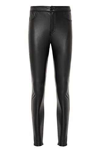 Cipo & Baxx Damen Hose Leggings Röhrenhose Leder-Optik Jeggings Freizeithose WD495 Schwarz W28