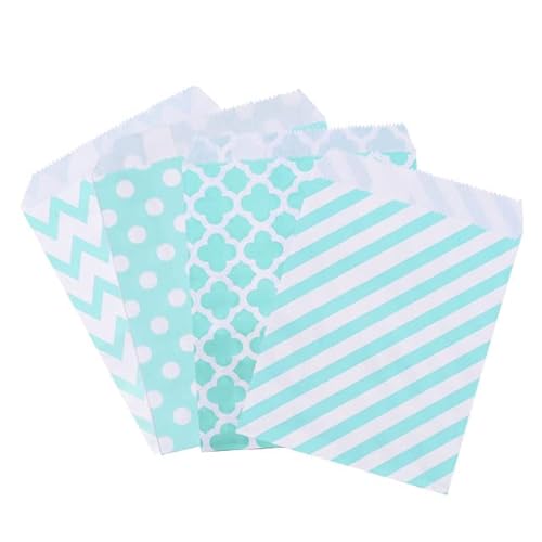 25/50 Stück Mixed Style Papiertüten Hochzeit Gunsten Plätzchen Süßigkeiten Geschenktüten Lebensmittelverpackungen Geburtstagsfeier Dekorationszubehör-Teal,50pcs