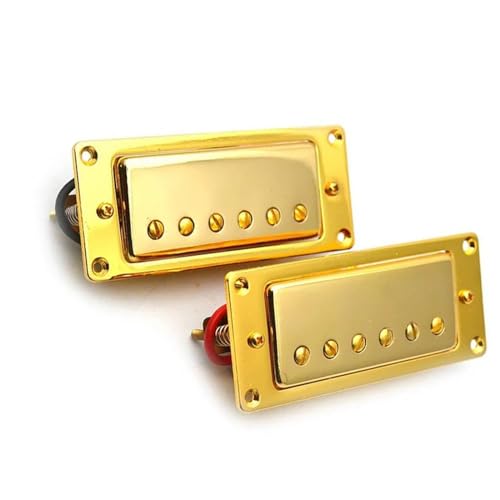 Mini 6-Loch-Humbucker-Tonabnehmer Für E-Gitarre, Hals- Und Steg-Tonabnehmer, Tonabnehmer-Zubehör e gitarren tonabnehmer (Color : Gold Neck and Bridge)