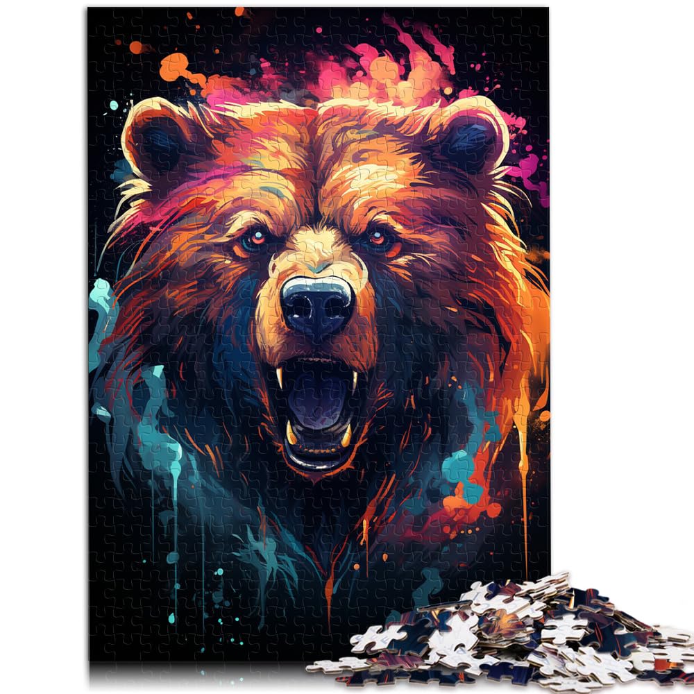 Puzzle zum Verschenken, Malen, bunter Bär, Puzzle für Erwachsene, 1000 Teile, Holzpuzzle, interessantes Puzzle zur Stressreduzierung, 1000 Teile (50 x 75 cm)