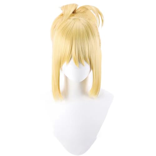 WCCNKK Anime Cosplay Perücke, Dr.STONE Amber Kohaku Perücke, Blonde Damenperücke, Mit Perückenkappe, Für Party Alltag Halloween Perücke Cosplay, Dekoratives Geschenk