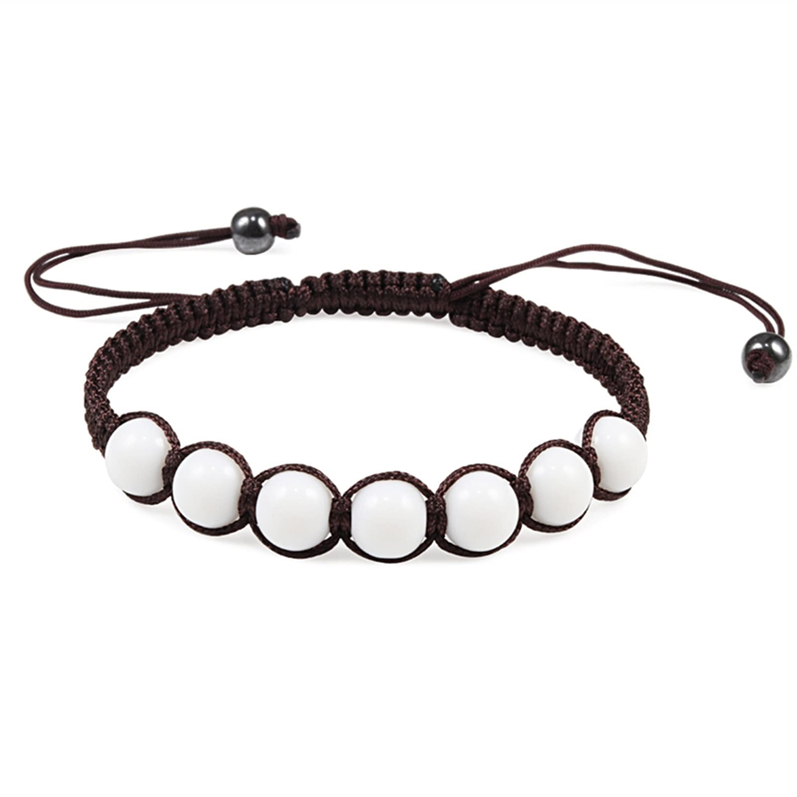 YIHANSS Kristallraue Trendige geflochtene Nylonseilperlenarmbänder Frauen Männer Naturstein Karneol Imitation Bernstein Strang Armband Armreif Geschenk Reiki-Armbänder (Farbe: Beige, Größe: Beige)