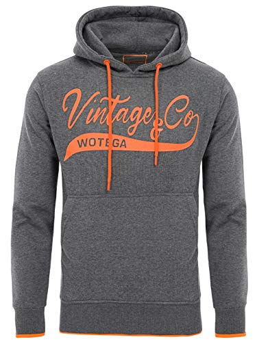 WOTEGA WT Star Herren Hoodie - Dunkelgrauer Pullover Mit Kapuze - Sweater Für Männer Anthrazit - Sweatshirt mit Taschen, Grau (Tornado 183907), 4XL