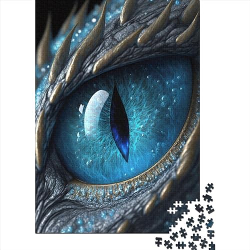 1000-teiliges Puzzle für Erwachsene und Jugendliche Menschen, blaues Drachenauge, Holzpuzzle für Erwachsene und Jugendliche, pädagogisches Spielzeug zum Stressabbau, Puzzle, 75 x 50 cm