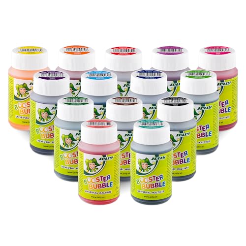 JOLLY Booster Bubble Universal Maltinte, Tintenfläschen á 100ml,14 Farben sortiert, für malen und nachfüllung von JOLLY BOOSTER XL geeignet