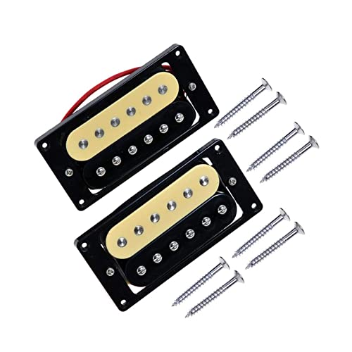 ZENGXUE 1 Set 2 Stück Neckbrücke Zebra Gesicht Humbucker Doppelspulenabnehmer für E-Gitarren-Pickup (Schwarze Sahne) Humbucker Tonabnehmer Set