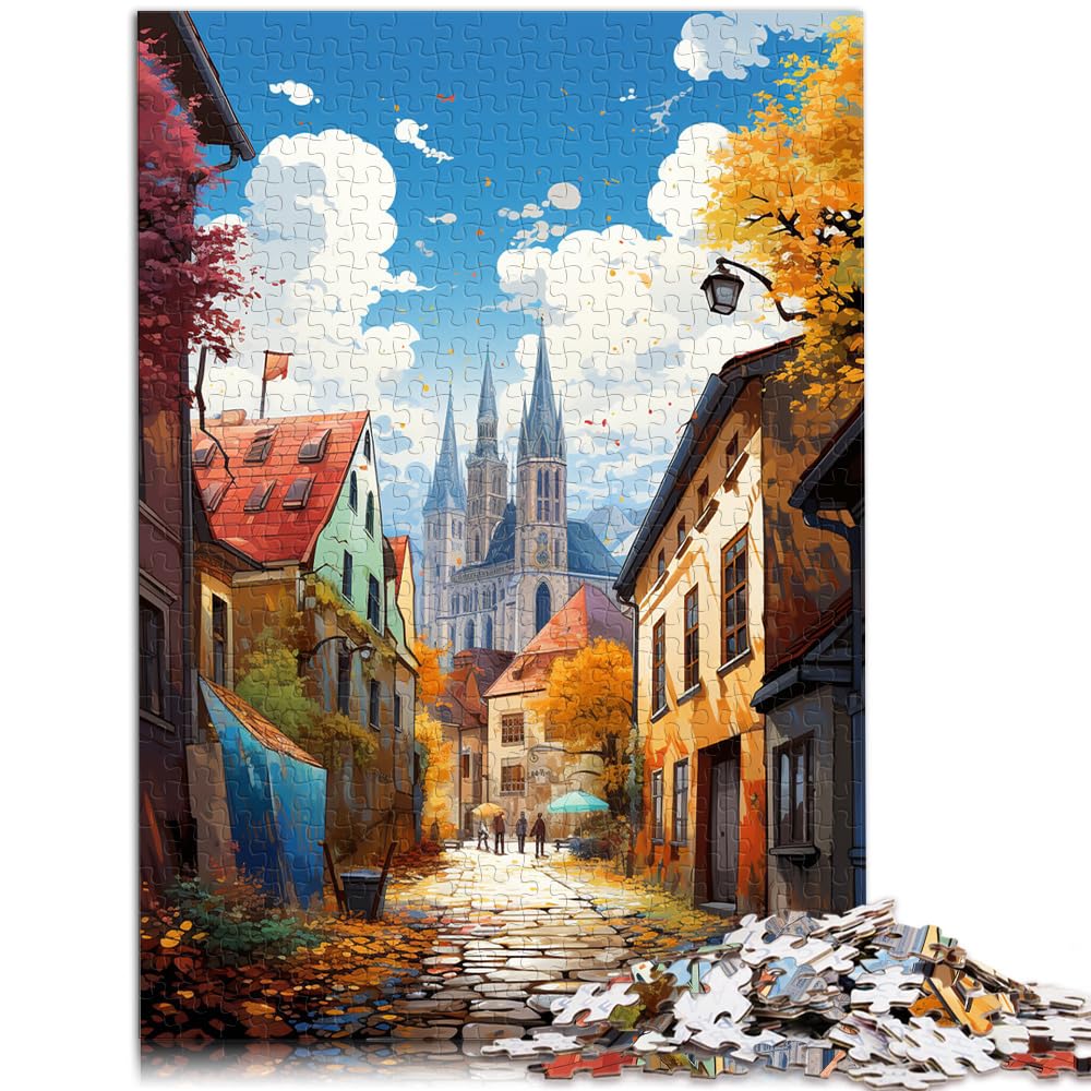 Puzzles für farbenfrohe und psychedelische Puzzles für Erwachsene mit der Oberstadt von Zagreb, 1000 Holzpuzzles, interessante Puzzles zur Stressreduzierung, 1000 Teile (50 x 75 cm)