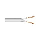 Goobay 15103 Lautsprecherkabel 2x0,75 mm² Kupfer Litze / Boxenkabel Audio Kabel Meterware / Speaker Cable Kupferkabel / Subwoofer Kabel / Weiß / 100m