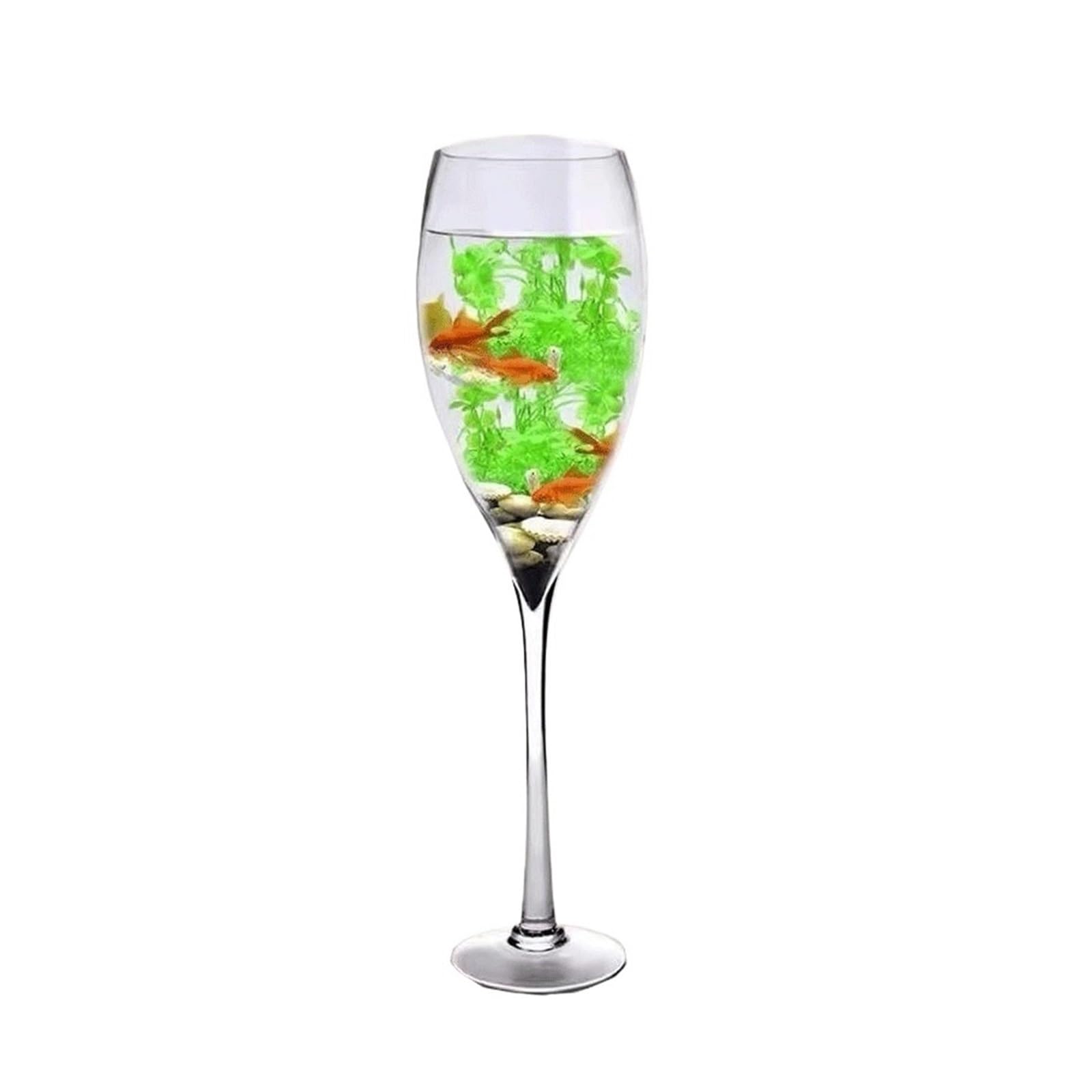 Aquarium Klares Glas-Aquarium, Champagnerglas-Form, Glas-Aquarium, Heimdekoration Aquarium-Kit(13cmx60cm)