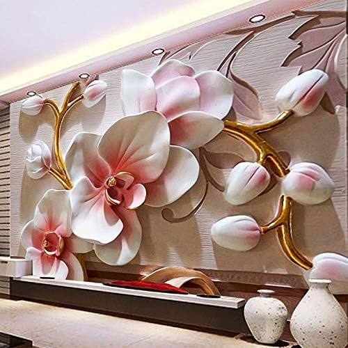 XLMING Goldgeprägte Rosen Bilder Küche Esszimmer Arbeitszimmer Wohnzimmer TV Hintergrund Wand 3D Tapete-300cm×210cm