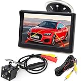 12V-24V 12,7cm (5 Zoll) HD Auto LCD Monitor mit 4LED Nachtsicht Wasserdicht Auto Rückansicht Rückfahrkamera Rückfahrsystem für PKW,SUV,Lieferwagen,Pickups und LKW