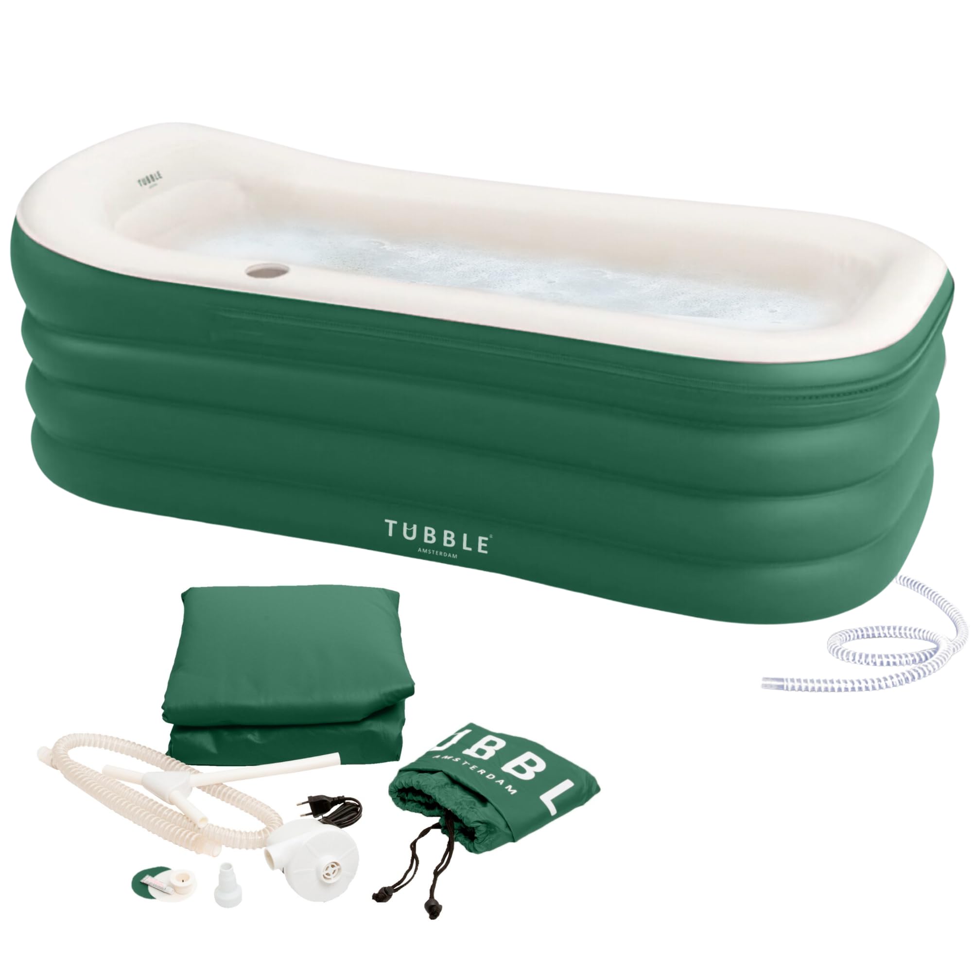 Tubble® Royale Aufblasbare Badewanne - Verwendung als Heiß- und Eisbad - Schneller Aufbau in 1min - Faltbare Badewanne für Erwachsene bis zu 188cm - Emerald Green - 255L