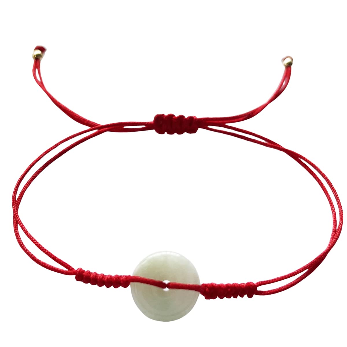 YIHANSS Armband, Donut-Armband aus natürlicher Jade, Feng-Shui-Armband, Reichtumsarmband, Armband mit Buddha-Perlen, Glücksgeschenk für Männer, Frauen und Damen, Schmuck (Farbe: Rot)