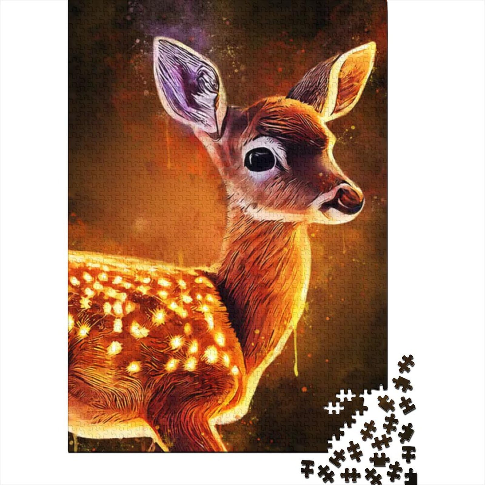 1000 Teile für Erwachsene Schwierige Puzzles Splatter Deer Lustige Puzzles für Erwachsene 1000-teiliges Lernpuzzle (Größe: 75 x 50 cm)