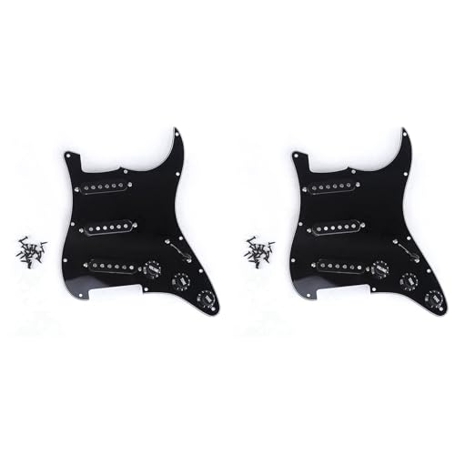 SICOSALT 2X Single Coil SSS E-Gitarre Pickguard Pickup Loaded Prewired Scratch Plate 11 LöCher 3-Lagig für SQ Gitarre