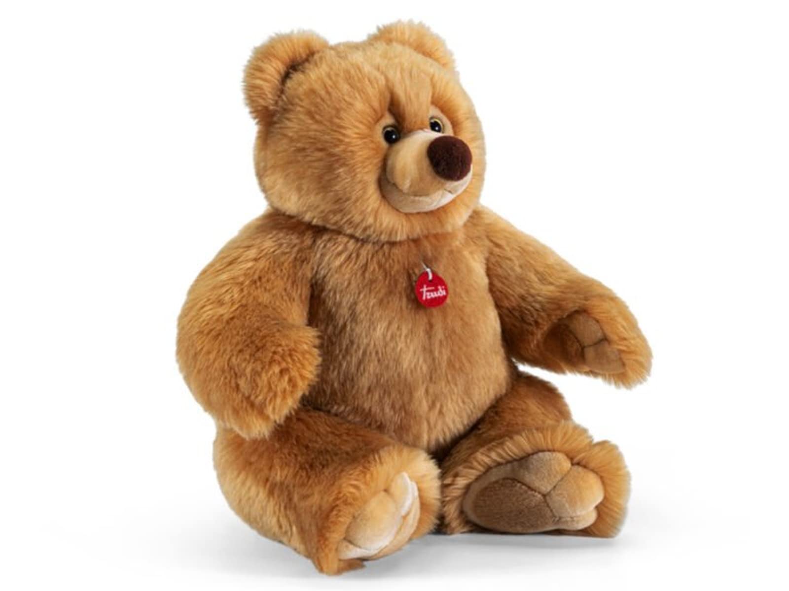 trudi 25611 Klassik Plüschtier Teddy Bär Ettore ca. 57 cm, Größe XL, hochwertiges Stofftier mit weichen Materialien, Plüschfigur mit realistischen Details, waschbar, Kuscheltier für Kinder, Braun