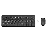 HP 150 kabellose Tastatur und Maus, 2,4 GHz, LED-Anzeige, Tastensperre, 12 Tastenkombinationen, Plug and Play, optische Sensor-Maus mit 1600 DPI, kompatibel mit Windows 10 und 11, schwarz