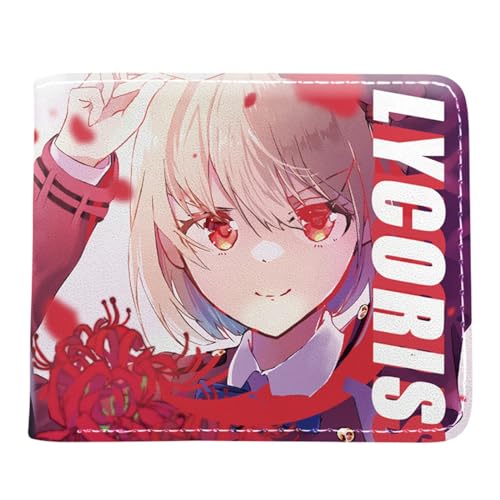 Lycor-is Reco-il Kartenetui Anime, Cartoon-Münztasche Kleine Geldbörse, PU Leather Geldbörse Brieftasche Wallet(Color:Multicolor 11)