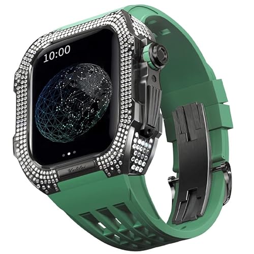 TONECY Gummiarmband, Lünette, Titanlegierung, für iWatch SE/4/5/6, Apple Mod Watch, Zubehör, Ersatzarmband aus Edelstahl für iWatch SE Serie, 44 mm