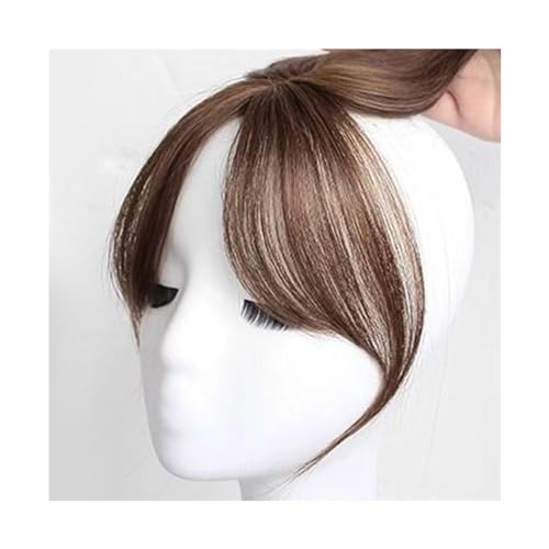 Pony Extension für Damen Acht Charakter Pony Perücke Luft Pony Haaransatz Natürliche Stirn Unsichtbare Simulation Pony Perücke Stück Pony Verlängerung Falsche Quasten Fringe Bangs(Light Brown)