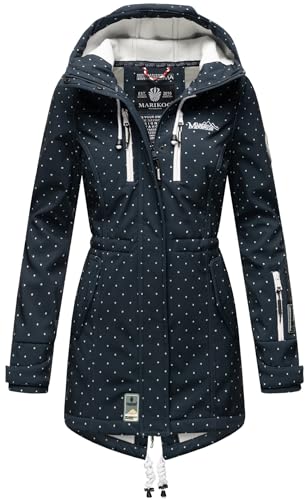 MARIKOO Damen Winter Jacke Winterjacke Mantel Outdoor wasserabweisend Softshell B614 [B614-Zimt-Navy-wD-Gr.L]