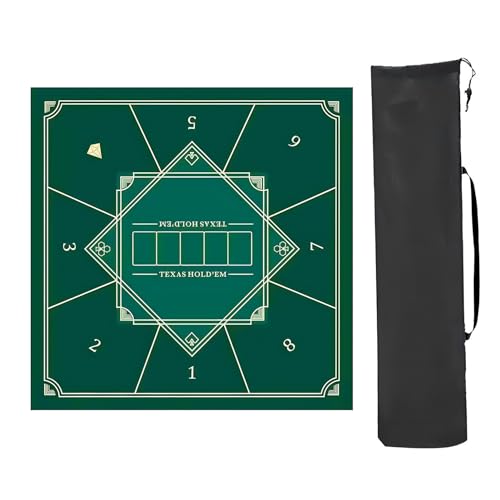 Mahjong Tischmatte,Kachel Spiele Tischabdeckung, Quadratische Mahjong-Tischmatte, Spieltischmatte mit Regeln, rutschfeste und geräuschdichte Mahjong-Matte, for Mahjon-Poker(Green,80x80cm(31.49x31.49in