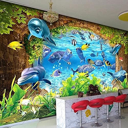 XLMING Cartoon Unterwasserwelt Kinderzimmer Küche Esszimmer Arbeitszimmer Wohnzimmer TV Hintergrund Wand 3D Tapete-430cm×300cm