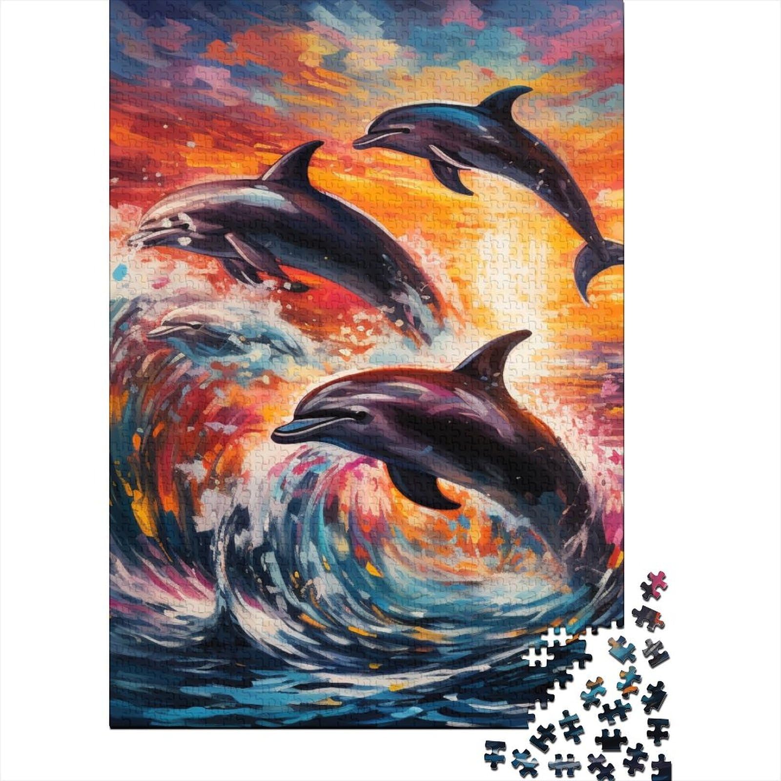 Art Dolphin Holzpuzzles, Holzpuzzles 1000 Teile für Erwachsene, schwierige Puzzles, Lernspiele, Heimdekorationspuzzle. 29,53x19,69 Zoll