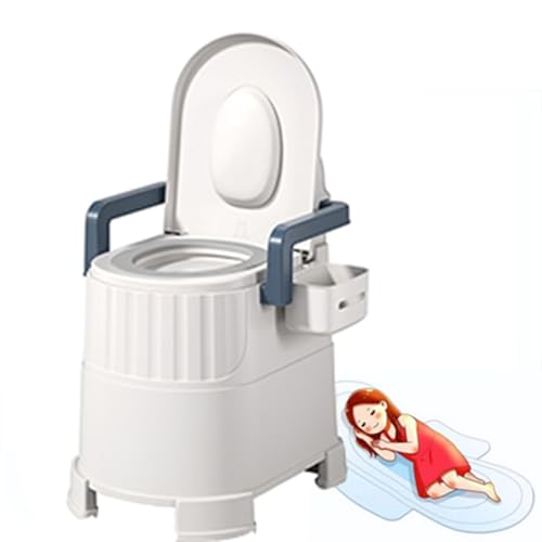 lwjunmm Nachtkommode für Erwachsene, Toilettenstuhl für Schlafzimmer, Nachtkommode mit Abnehmbaren Armlehnen, Tragbar, Mobil, Geruchloser Sitz,LuxuryModel-Blue-Toilet