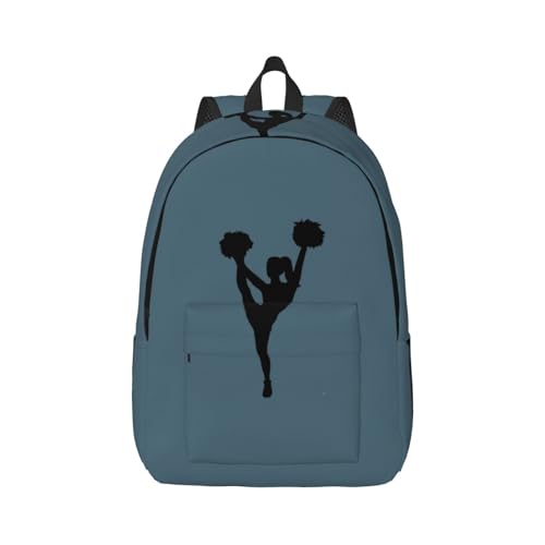 Wurton Unisex Cheerleader Print Canvas-Rucksack Niedlicher Reiserucksack Sport Casual Ästhetischer Rucksack, Schwarz , S