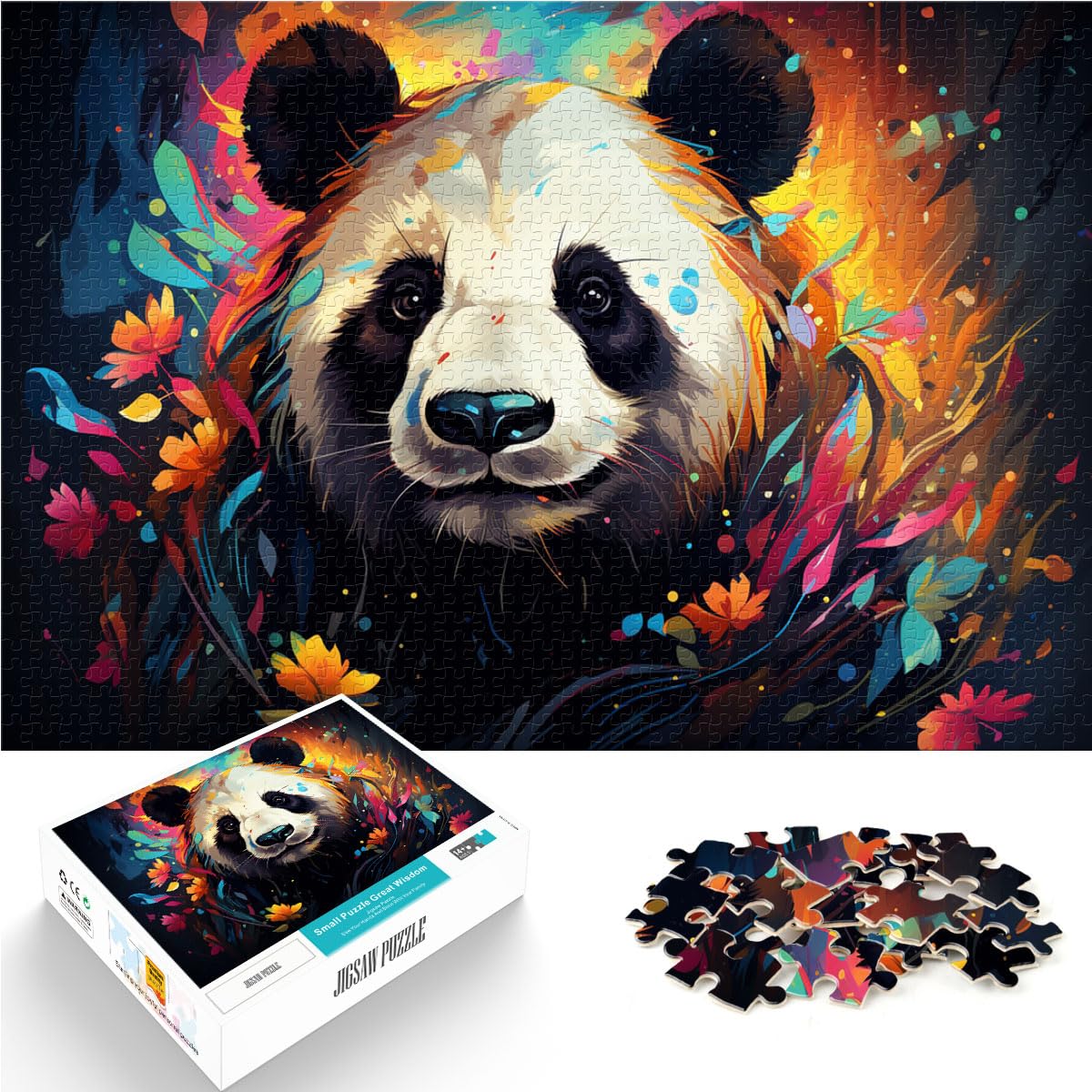 Puzzle für Puzzle, Farbzeichnung eines Fantasy-Pandas, Puzzle für Erwachsene, 1000-teiliges Puzzle aus Holz, tolle Geschenke für Weihnachten, 1000 Teile (50 x 75 cm)