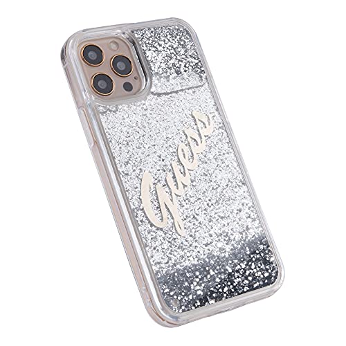 Guess GUHCP12LGLVSSI Hülle für iPhone 12 Pro Max 6,7" hardcase Liquid Glitter Vintage, Silber