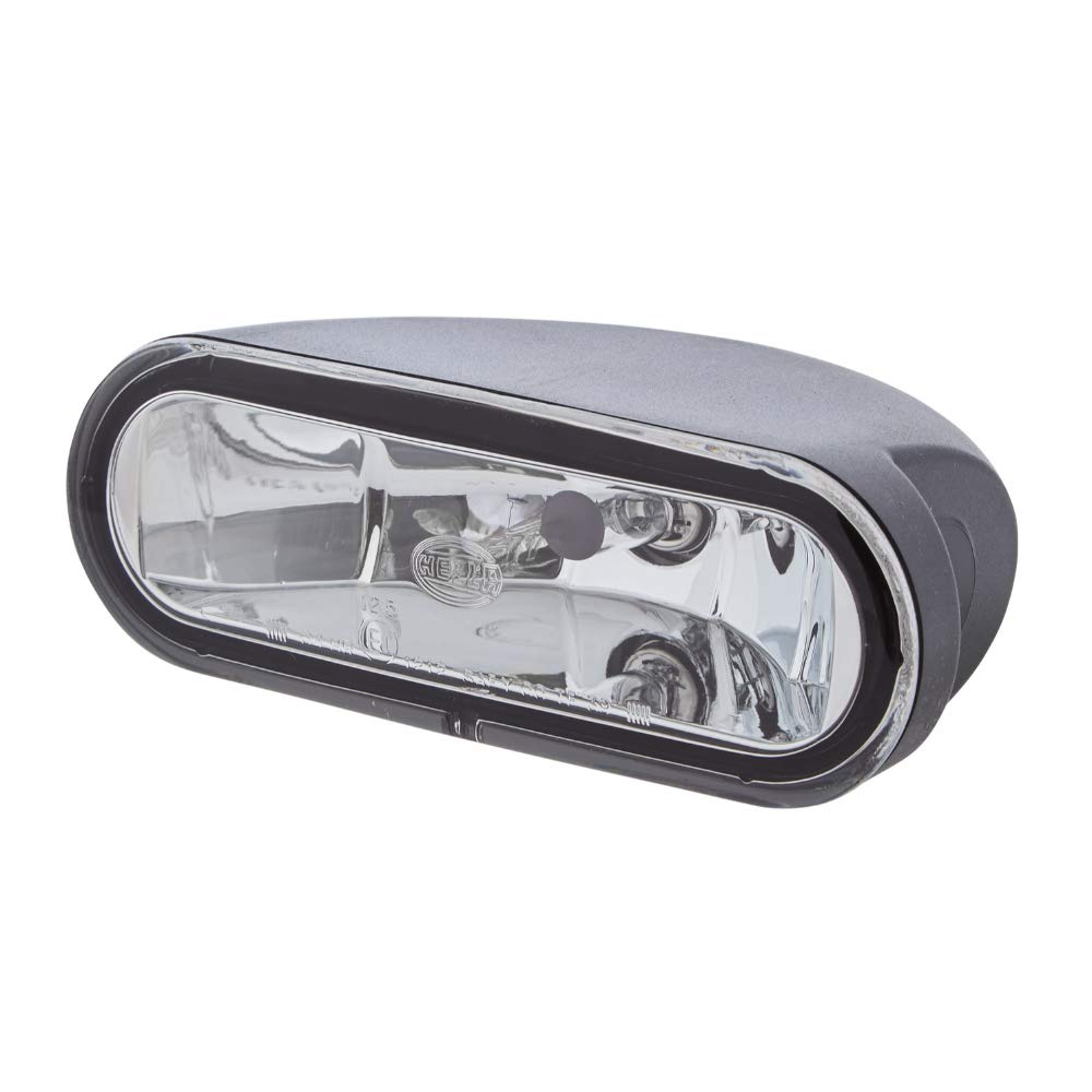 HELLA Halogen Fernscheinwerfer - FF 75 - 12V - oval - Referenzzahl: 12.5 - CCC - glasklare Streuscheibe - glasklar - links/rechts - 1FA 008 284-011, Transparent, Schwarz